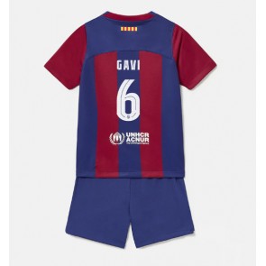 Barcelona Paez Gavi #6 Replika Babytøj Hjemmebanesæt Børn 2023-24 Kortærmet (+ Korte bukser)